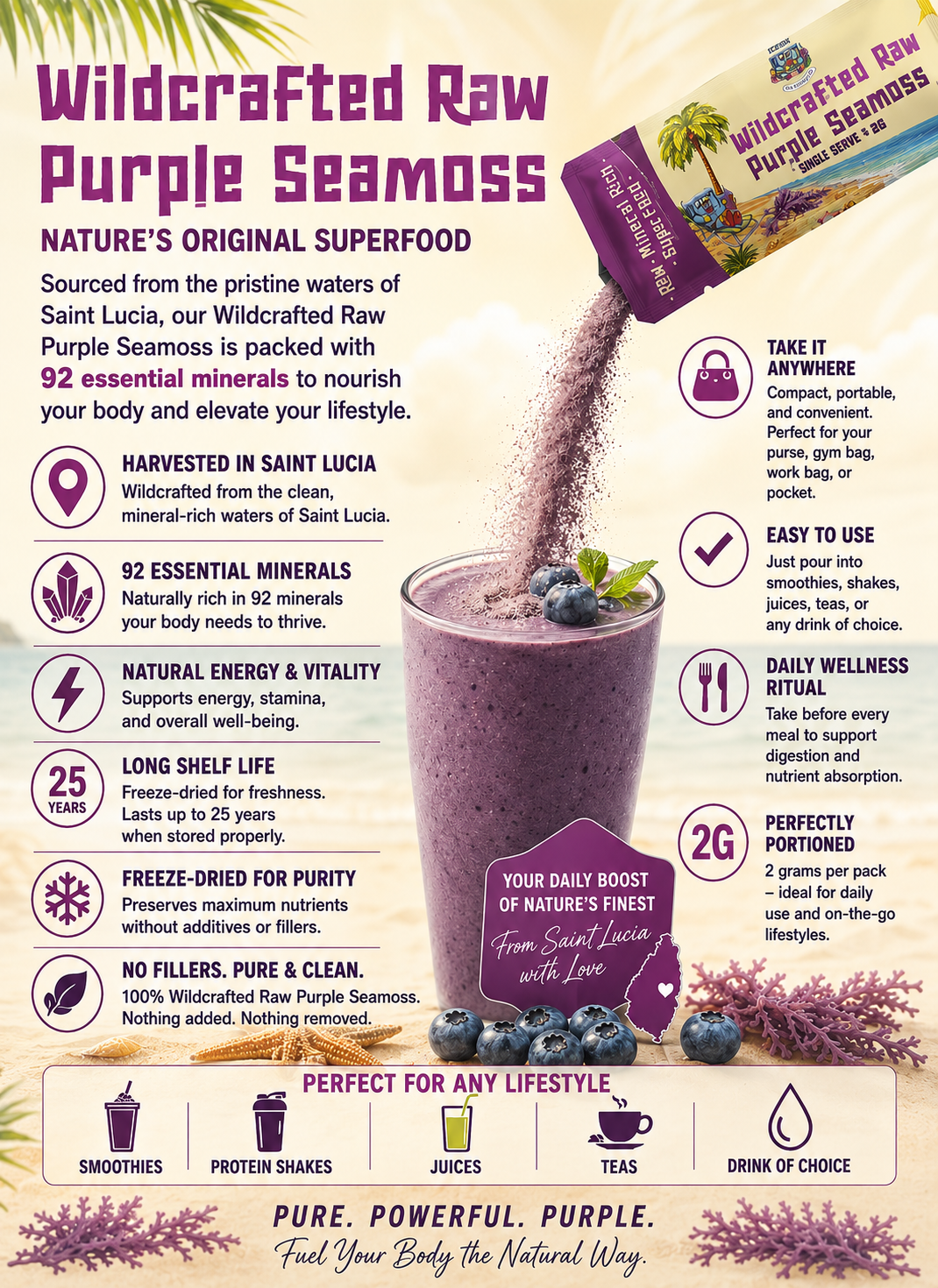 WildCrafted Raw Purple Seamoss Smoothie Boost